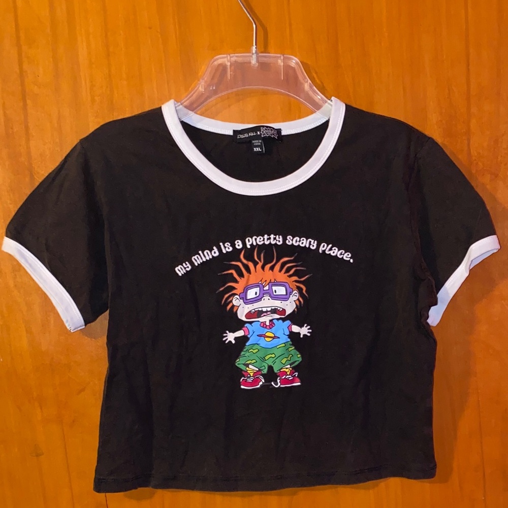 Dolls Kill Rugrats Chuckie Chucky Nickelodeon Black T-Shirt Crop Top
